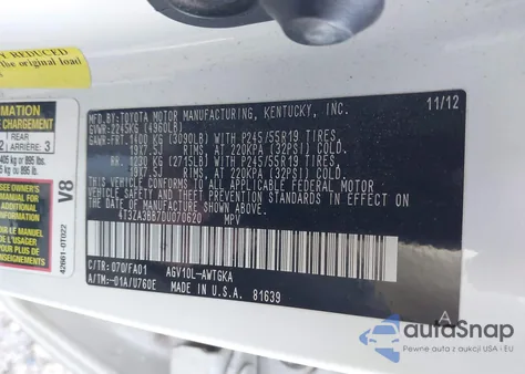 2013 Toyota Venza Le from USA, damaged, VIN 4T3ZA3BB7DU070620